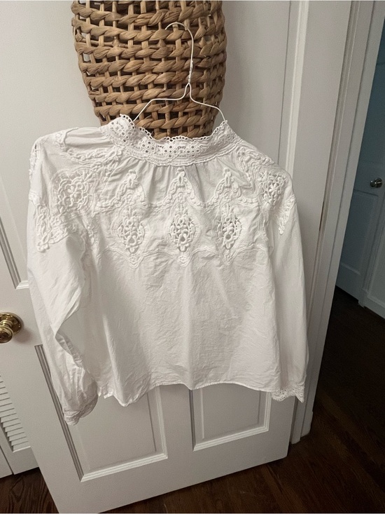 Sanctuary Tops - Sanctuary White Eyelet Lace High-Neck Blouse